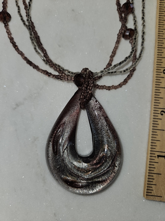Jewelry - Purple Swirl Glass Teardrop Pendant Necklace - Women Jewelry